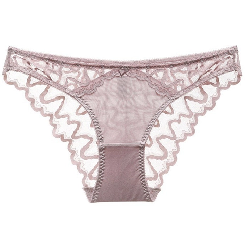 Bragas de Encaje y Malla Sexy de Estilo Francés para Mujer Cintura Baja Transparentes Florales con Entrepierna de Algodón