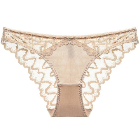 Bragas de Encaje y Malla Sexy de Estilo Francés para Mujer Cintura Baja Transparentes Florales con Entrepierna de Algodón