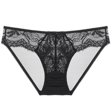 Sexy Franse Stijl Dames Kant Onderbroeken Ultradunne Bloemenborduurwerk Slips Met Strik Lage Taille Katoenen Kruisje