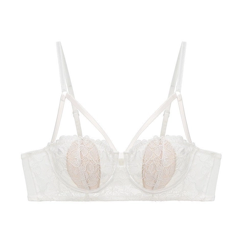 French Embroidery Lace Bra For Women 1/2 Cup Minimize Sexy Thin Underwire Push Up Breathable Rabbit Ear Design Lingerie Top