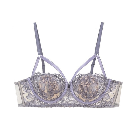 French Embroidery Lace Bra For Women 1/2 Cup Minimize Sexy Thin Underwire Push Up Breathable Rabbit Ear Design Lingerie Top