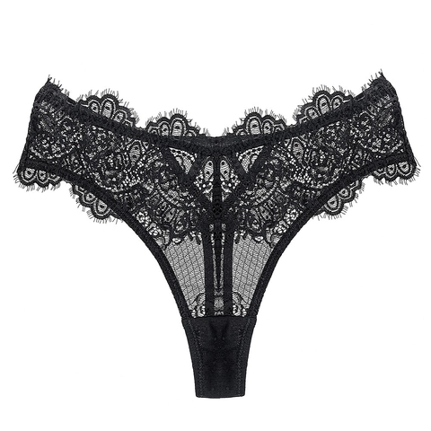 Sexy Kant String Voor Vrouwen Bloemen Borduursel Lage Taille Wimperkant T-Back Slipjes Ademend Opengewerkt Lingerie Ondergoed