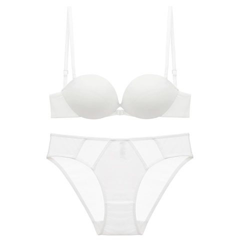 Style Français Ensemble Soutien-Gorge Et Culotte Sans Couture Femmes Push Up Lingerie Avec Dos Croisé Bretelles Amovibles