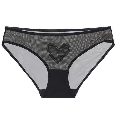 Französische Sexy Mesh Spitze Herz Bestickte Höschen Damen Atmungsaktiv Mittlere Taille Slips Transparente Romantische Lingerie