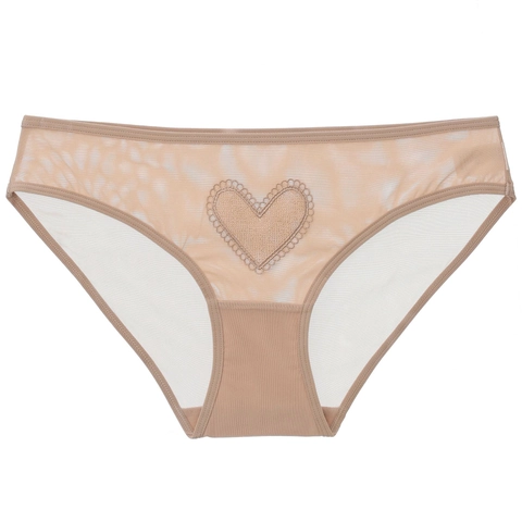 Mutandine da Donna Sexy in Rete Stile Francese Ricamo a Cuore Traspirante a Vita Media Biancheria Intima Romantica