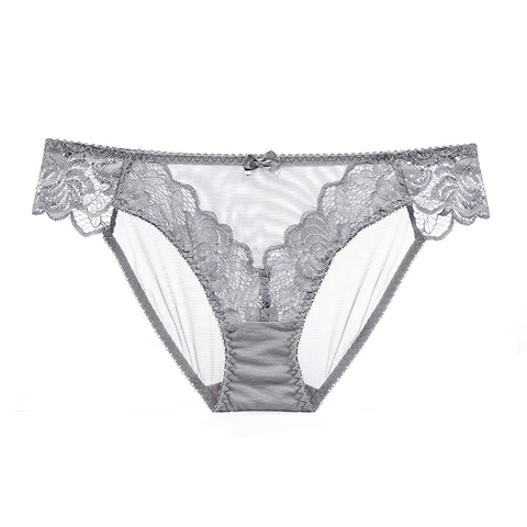 Bragas de Encaje y Malla Sexy para Mujer Cintura Baja Transpirables Bragas Huecas Con Lazo Decorativo Lingerie