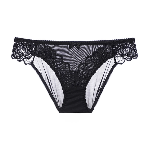 Bragas de Encaje y Malla Sexy para Mujer Cintura Baja Transpirables Bragas Huecas Con Lazo Decorativo Lingerie