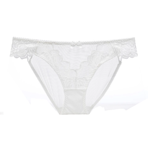 Damen Sexy Spitze Mesh Unterwäsche Niedrige Taille Atmungsaktiv Ajouré Slips Mit Schleife Hüftstraffung Lingerie