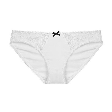 Mutandine in Pizzo Sexy da Donna Ricamo Floreale Vita Bassa Slip Traspirante Cavallo in Cotone Biancheria Intima Con Fiocco