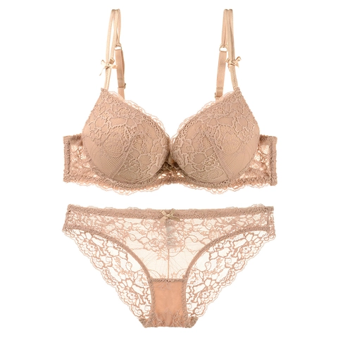 Sexy Conjunto de Sujetador y Bragas de Encaje con Cuello en V Profundo para Mujer Conjunto de Lencería Floral Transpirable