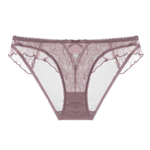Damen Sexy Spitze Höschen Französisch Ultradünne Transparente Netz Niedrige Taille Unterwäsche Atmungsaktiv Blumen Bestickt Lingerie