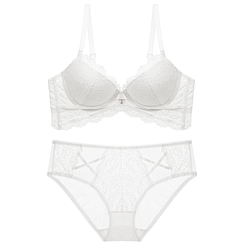 Damen Sexy Spitze Lingerie Push Up BH Und Unterhose Verstellbare Riemen Netz Floral Stickerei Elegante Unterwäsche Für Damen