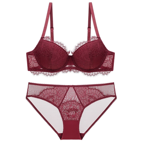 Sexy Eyelash Lace Bra And Panty For Women Thin Cotton Underwire Uplift Floral Mesh Embroidery Lingerie Briefs Lingerie