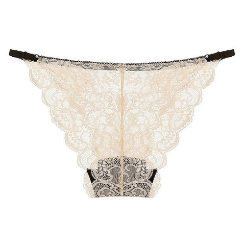 Culottes en Dentelle Sexy pour Femmes Transparentes Florales Taille Basse Lingerie Ajustable Nœud Grande Taille