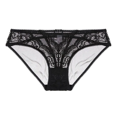 Culottes Sexy en Dentelle pour Femmes Maille Transparente Taille Basse Slips Floraux Nœud Respirant Confort Lingerie pour Femmes