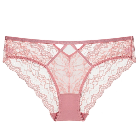 Women French Sexy Lace Panties Hollow Out Floral Embroidery Underwear Breathable Cotton Crotch Low Waist Briefs Bowknot Lingerie