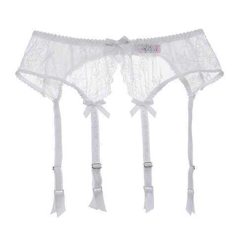 Sexy Floral Lace Garter Belt With Adjustable Straps And Metal Clips Vintage See-Through Bow Lingerie Accessories For Women