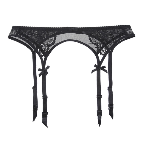 Reggicalze Donna Sexy in Pizzo Con Cinghie Regolabili Clip in Metallo Fiocco Vintage Floreale Intimo in Rete per Calze