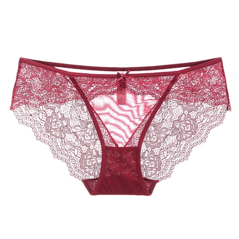Mutandine da Donna Sexy in Pizzo Traforato a Vita Bassa Ricamo Floreale Fiocco Slip in Morbido Cotone Tassello Sollevamento Fianchi Intimo