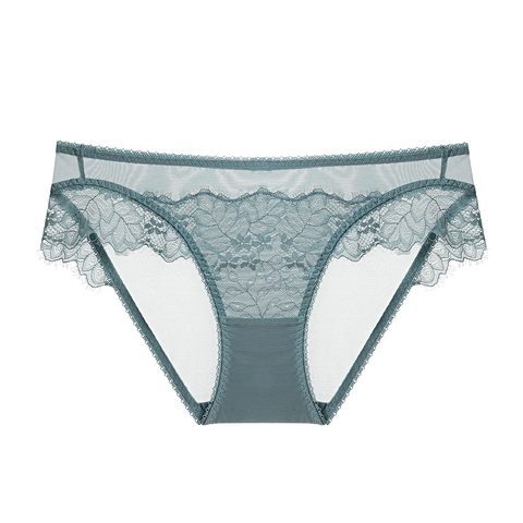 Französischer Stil Spitze Höschen Sexy Atmungsaktiv Blumenmuster Hüftstraffung Niedrige Taille Dessous Elegant Baumwollfutter Slips