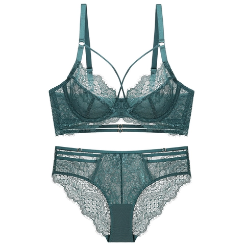 Sexy Reggiseno e Mutandine in Pizzo Floreale Ultrasottile Trasparente Riduttore con Ferretto Lingerie per Donna Taglie Forti Ricamo