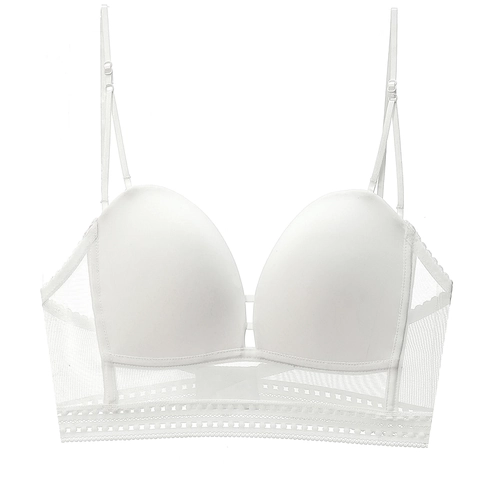 Sexy French Wireless Bra Women U-Shaped Low Back Invisible Seamless Lace Mesh Bralette Adjustable Straps Breathable Lingerie