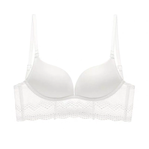 Sujetador sin Aros sin Costuras para Mujer Forma U Espalda Descubierta Push Up con Encaje Floral Lencería Sexy para Vestido Escotado
