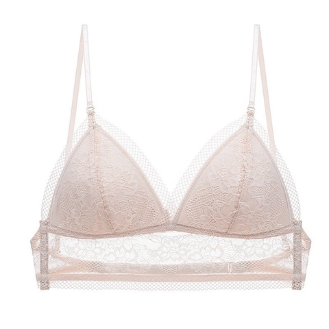 Bralette de Encaje Francés Sexy para Mujer Copa Triangular Delgada Sujetador Sin Aros Espalda Descubierta Forma de U Invisible
