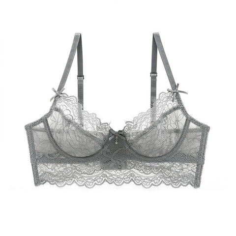 Intimo Donna Sexy in Pizzo Reggiseno Ultra Sottile Traspirante Ricamo Floreale Bralette Con Fiocco E Ciondolo in Strass Minimizer