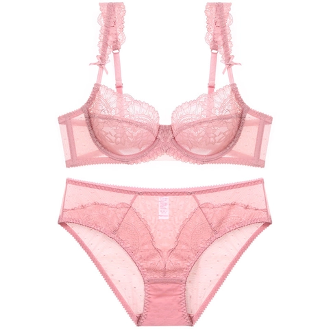Damen Sexy Spitze BH Und Slip Hauchdünne Transparente Lingerie Stickerei Schleife Bügel Push Up BH Unterwäsche Für Damen