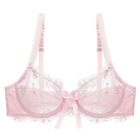 Reggiseno Sexy in Pizzo Ricamato da Donna in Rete Ultrasottile Coppa 3/4 Con Ferretto Traspirante Minimizer Lingerie Top