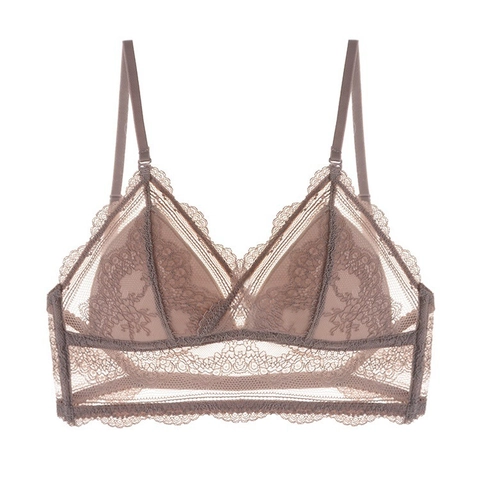 Reggiseno Sexy In Pizzo Francese Donna Senza Ferretto Coppa A Triangolo Schiena Scoperta Lingerie Spalline Sottili Bralette