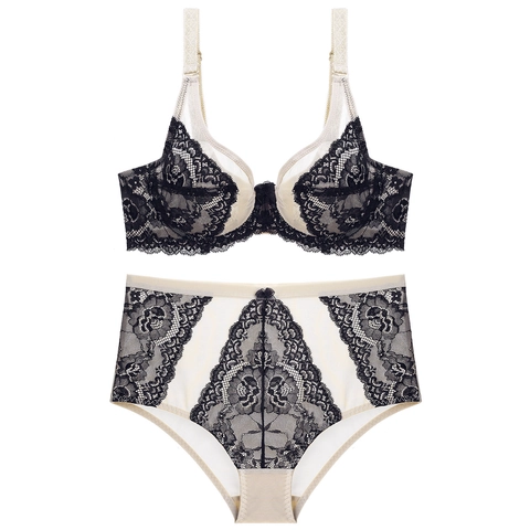Sexy Women Lace Bra And Panty Floral Embroidery Ultra Thin Push Up Lingerie Combination Underwire Breathable Intimates