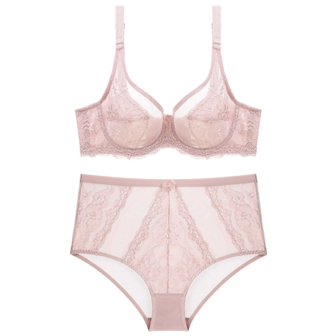 Sexy Women Lace Bra And Panty Floral Embroidery Ultra Thin Push Up Lingerie Combination Underwire Breathable Intimates