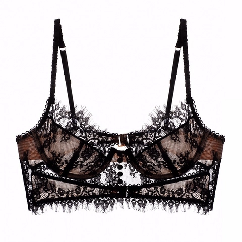 French Lace Sexy Underwire Bra For Women Ultra Thin Breathable Push Up Bralette Backless Adjustable Straps Lingerie