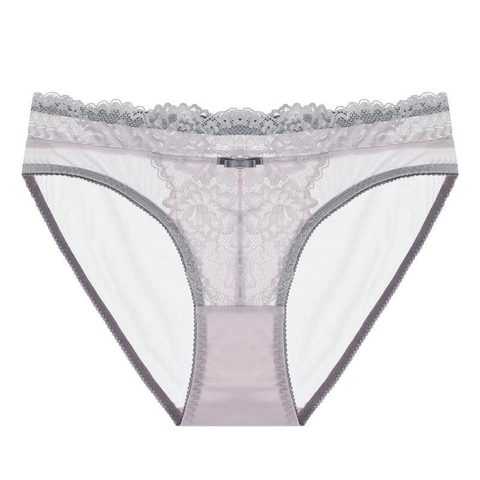 Mutandine in Pizzo e Rete da Donna Sexy Francese Vita Bassa Ricamo Floreale Slip Con Tassello in Cotone Fiocco Decor Biancheria