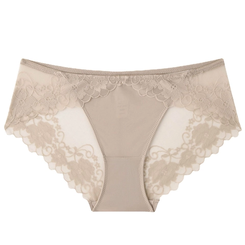 Damen Sexy Französisch Spitze Höschen Niedrige Taille Atmungsaktiv Mesh Slips Mit Baumwollzwickel Durchsichtig Unterwäsche
