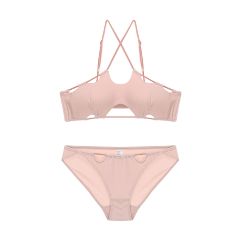 Reggiseno Push Up Stile Francese Senza Ferretto Con Dettaglio Traforato Contrasto Incrocio Schiena Lingerie Donna Confortevole