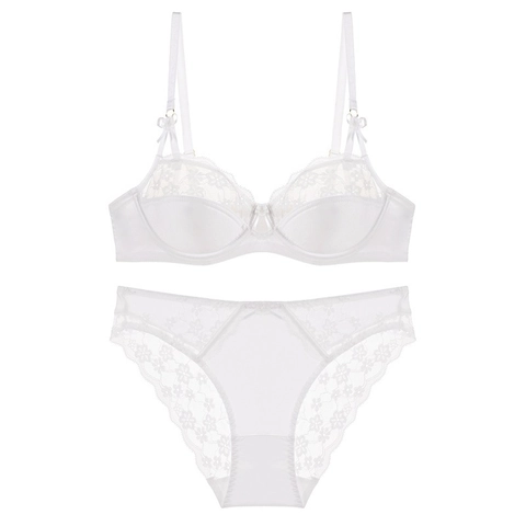 Reggiseno E Mutandine in Pizzo Sexy Stile Francese Lingerie con Ferretto Floreale in Raso per Donna Intimo Elegante Romantico