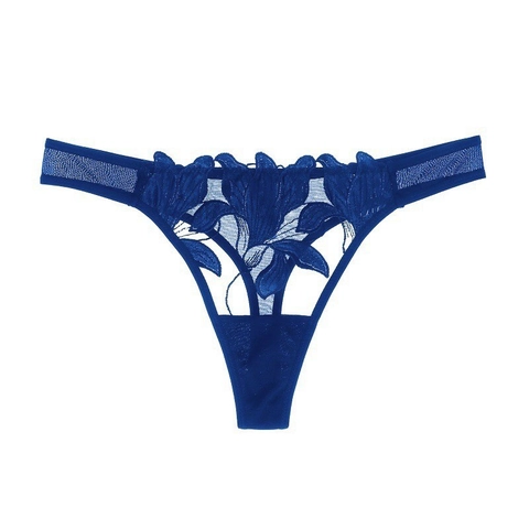 String Sexy en Dentelle pour Femmes avec Broderie Entrejambe en Coton Taille Basse Respirant Style Français Lingerie