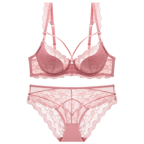 Sexy Bloemenkant Lingerieset Voor Vrouwen Doorschijnend Gaas BH En Broekje Met Beugel Comfortabel Sexy Intimates