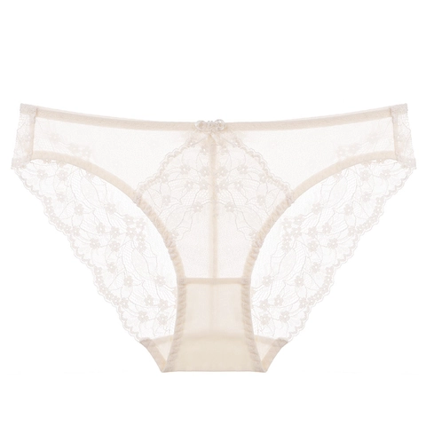 Bragas de Encaje Floral Sexy para Mujer Transpirables Caladas de Cintura Baja Slips Con Entrepierna de Algodón Lazo Lencería para Mujer