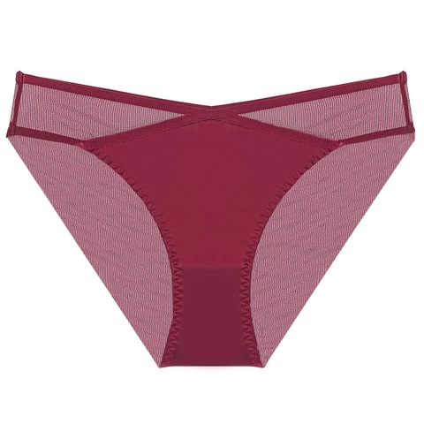 Damen Sexy Netz-Slips Niedrige Taille Atmungsaktiv Nylon Unterwäsche Mit Baumwolle Schritt Französischer Stil Einfarbig Nahtlos Höschen