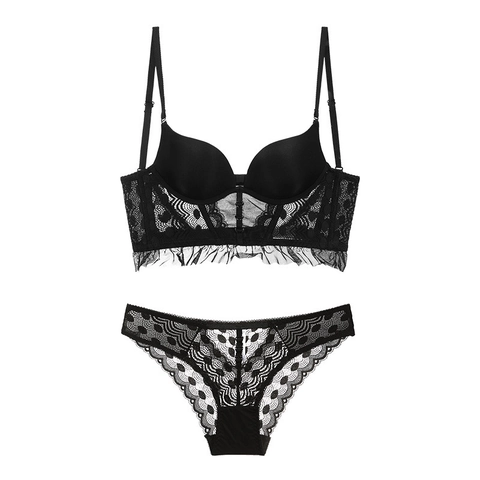 Set Di Lingerie In Pizzo Stile Francese Da Donna Schiena A U Reggiseno Push Up E Mutandine Senza Ferretto Bralette