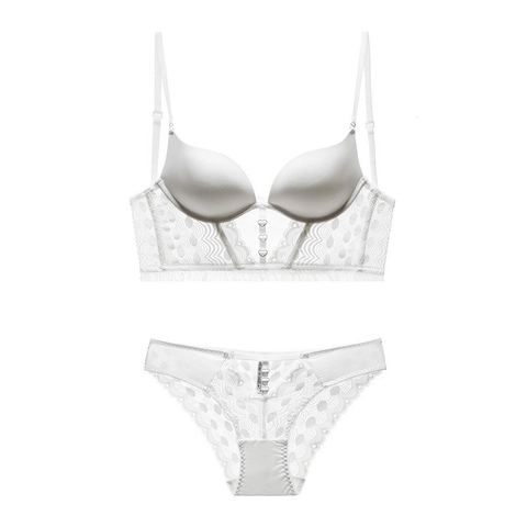 Set Di Lingerie In Pizzo Stile Francese Da Donna Schiena A U Reggiseno Push Up E Mutandine Senza Ferretto Bralette