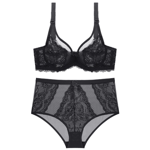 Damen Sexy Spitze BH Und Passendes Höschen Ultradünner Push Up Stickerei Lingerie Mit Bügel Blumen Unterwäsche Für Damen
