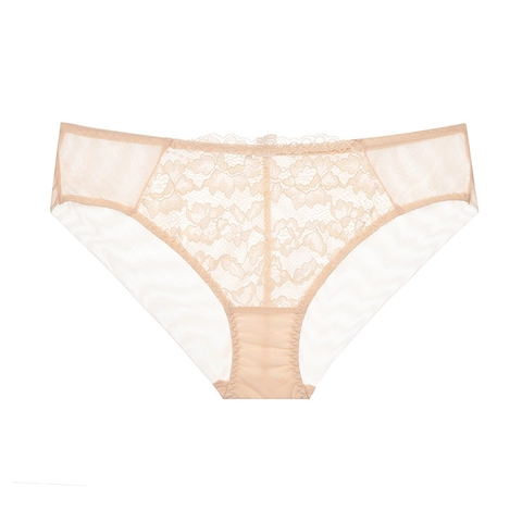 Braguitas de Encaje y Malla Sexy para Mujer Transpirable Floral Hueco Cintura Media Bragas Entrepierna de Algodón Lencería