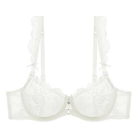 Reggiseno Sexy Donna in Pizzo Ultrasottile Traforato Trasparente Con Ferretto Fiocco Pendente Strass Biancheria Traspirante