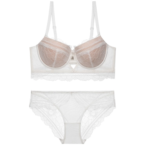 Elegantes Damen Lingerie Set Mit Blumen Spitze Sexy Push Up Unterwäsche Mit Bügel Atmungsaktiv Bestickte Bra Und Slip Set