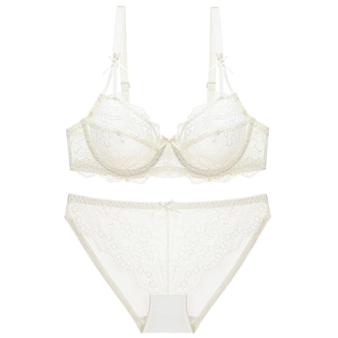Nylon Sexy Hauchdünne Transparente Spitze Lingerie BH Und Slip Blumenstickerei Schleife Dekoration Mit Bügel Unterstützung